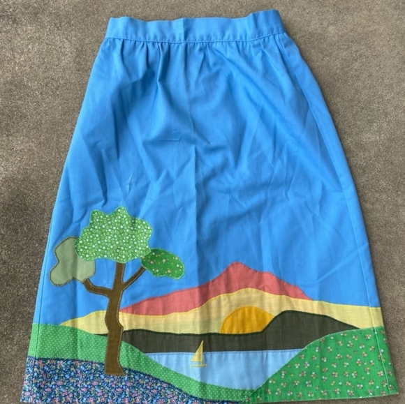 Vintage Dresses & Skirts - Vintage Applique Lake Sail Boat Skirt